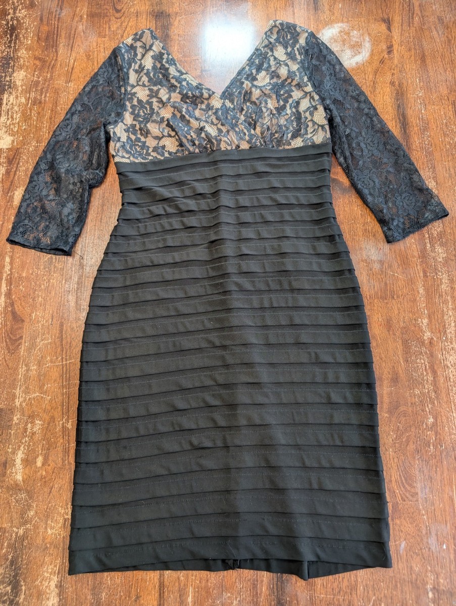 Simply Liliana Size 8 Black Lace Dress 3/4 Sleeve Cocktail Wedding Business  Used | eBay