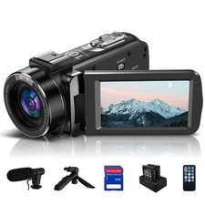 4K Camcorder Video Camera 10X Optical Zoom 30MP - Vlogging with Tripod