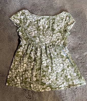 Hollister Green Floral Lace Accents Short Sleeve babydoll top size M
