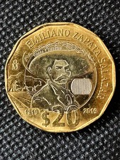 BIMETALIC MEXICAN COIN $20 PESOS 2019 EMILIANO ZAPATA SALAZAR GOOD COIN