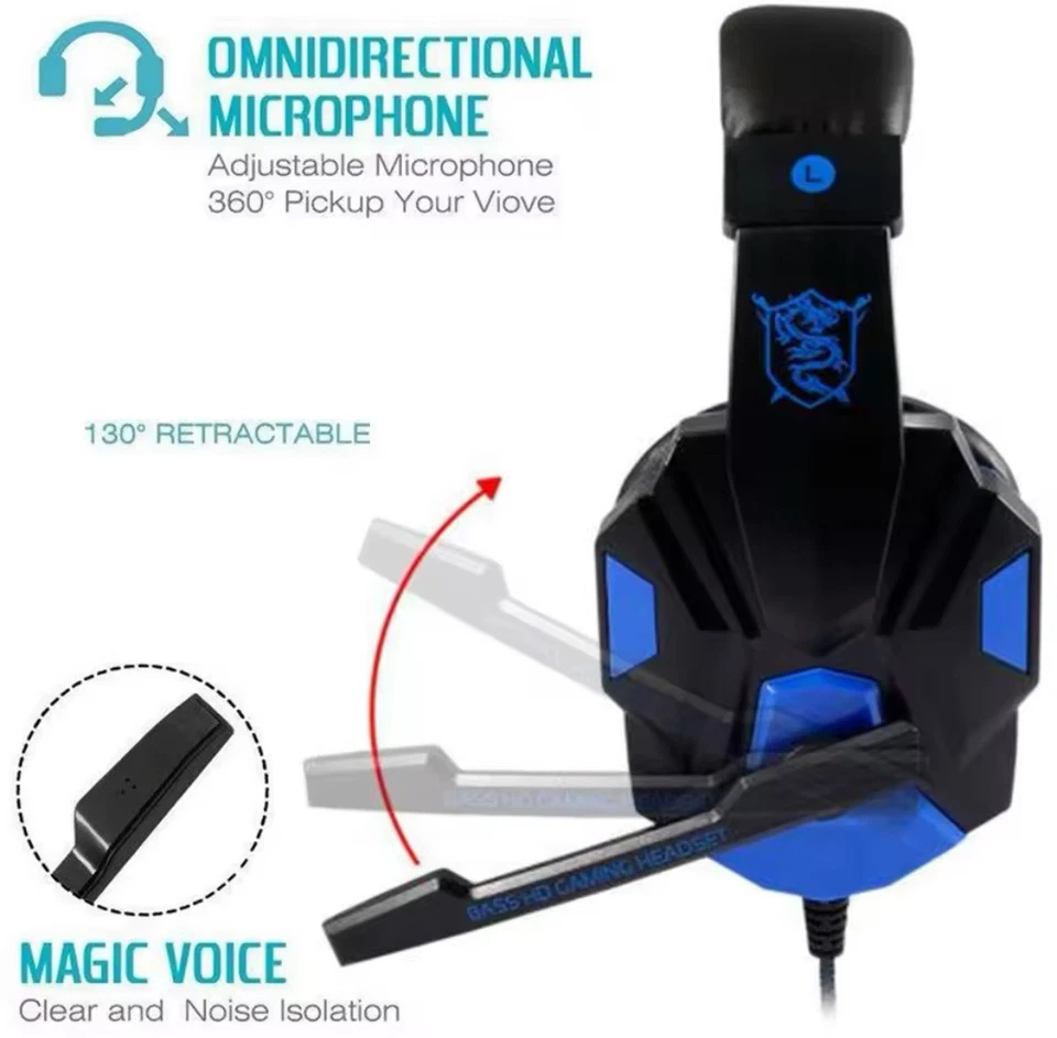 3.5mm Gaming Headphone with Mic Headset for Xbox PS4 PS5 PC Laptop UK - Image 4 of 4