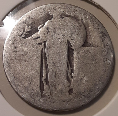 Dateless Standing Liberty Quarter 90% silver 25c Type 2 stars (#106o-13042/77)