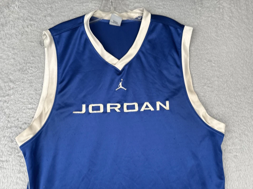 ВИНТАЖНЫЙ Jordan баскетбол рубашка мужская большой синий белый без рукавов Джерси Jumpman - Изображение 4 из 4