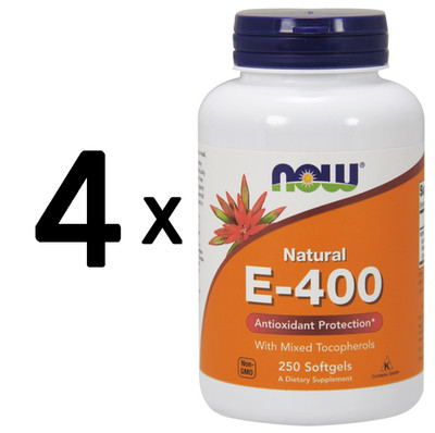 4 x NOW Foods Vitamin E-400 - Natural (Mixed Tocopherols) - 250 (222,21 EUR/kg)