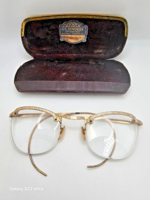 ANTIQUE VINTAGE 1920's EYEGLASSES COC 1/10 12 KGF Gold filled semi rimless USED