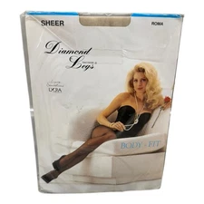 Vintage Diamond Legs Sheer Body-Fit Pantyhose Roma Style 200 S/M Ivory
