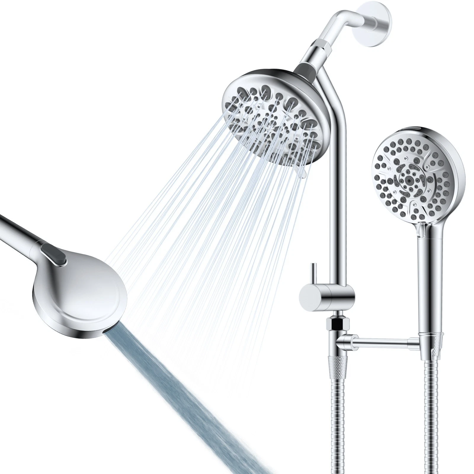 High Pressure 3-Way Shower Head Combo Dual Rainfall Shower Head Easy Reach
Opens in a new window or