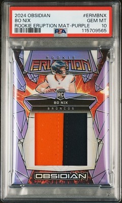 2024 Panini Obsidian Bo Nix DEN Rookie Eruption Mat-Purple #ERM-BNX /49 PSA 10 