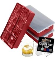 Large Ice Cube Molds 2 Pack, Silicone Ice Cube Tray for Freezer with Lid, 8 G...