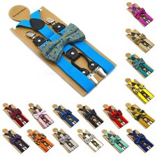 Comfortable Men Women Unisex Matching Suspenders with Braces and Bow Tie