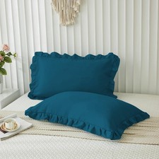 Microfiber Ruffle Pillow Shams Queen Size Set of 2, 20X30 - 20 X 30 , Teal