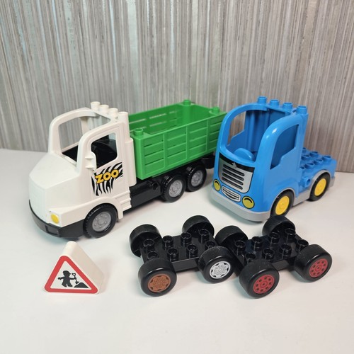 Lego Duplo Fahrzeug & Zubehör Konvolut - Zoo Truck LKW Basis bedrucktes Schild - Bild 1 von 14