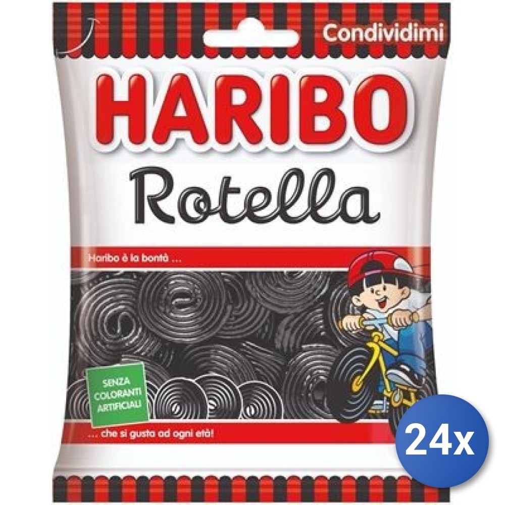 24X Multipack Haribo Licorice Wheels 175G