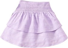 Girl's Tiered Layer Shirred Boho Smocked Skirts Casual Cute High Waisted