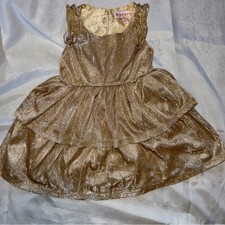 Biscotti Gold Glittery Kids 3T Holiday Dress Christmas Birthday Layers Ruffles