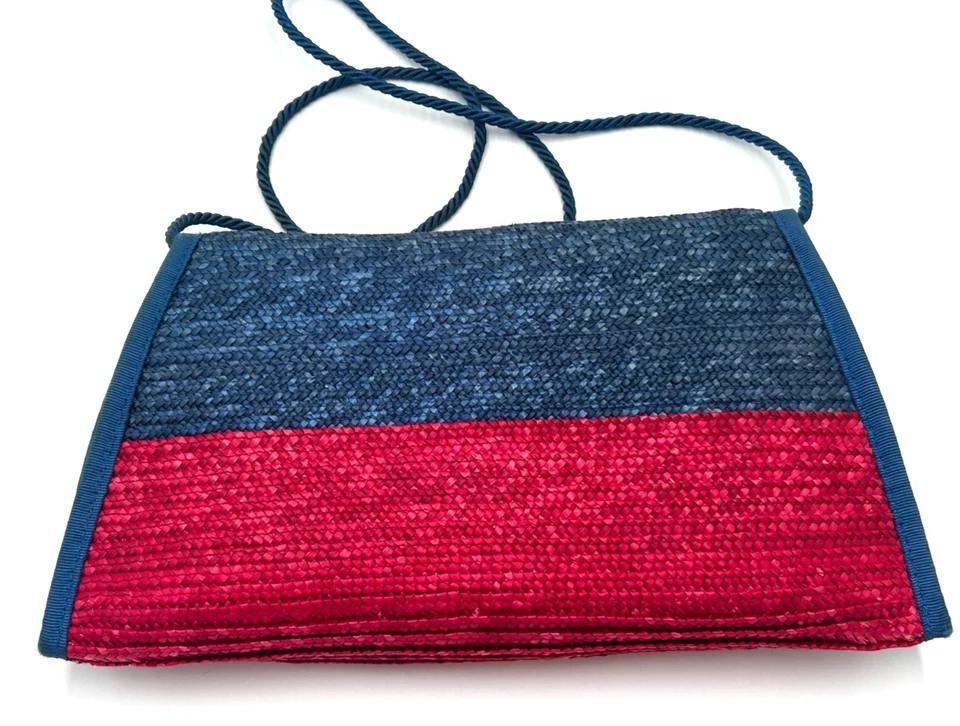 Bolso Bandolera Vintage Liz Claiborne Colorido Tejido Paja Arco Iris  Foto 3 de 4