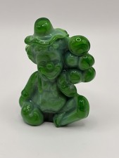 mosser Glass Pee Wee Clown Milky Green Slag Glass 1.5" Tall (B)