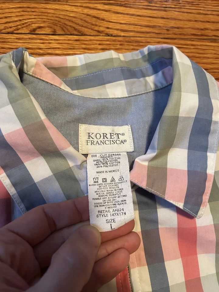 Koret Francisca Vintage Large Full Zip Plaid Jacket, Raincoat Material - Image 3 of 4