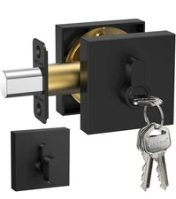 Matte Black Door Handle Heavy Duty Reversible Square Door Lever Single Cylinder 