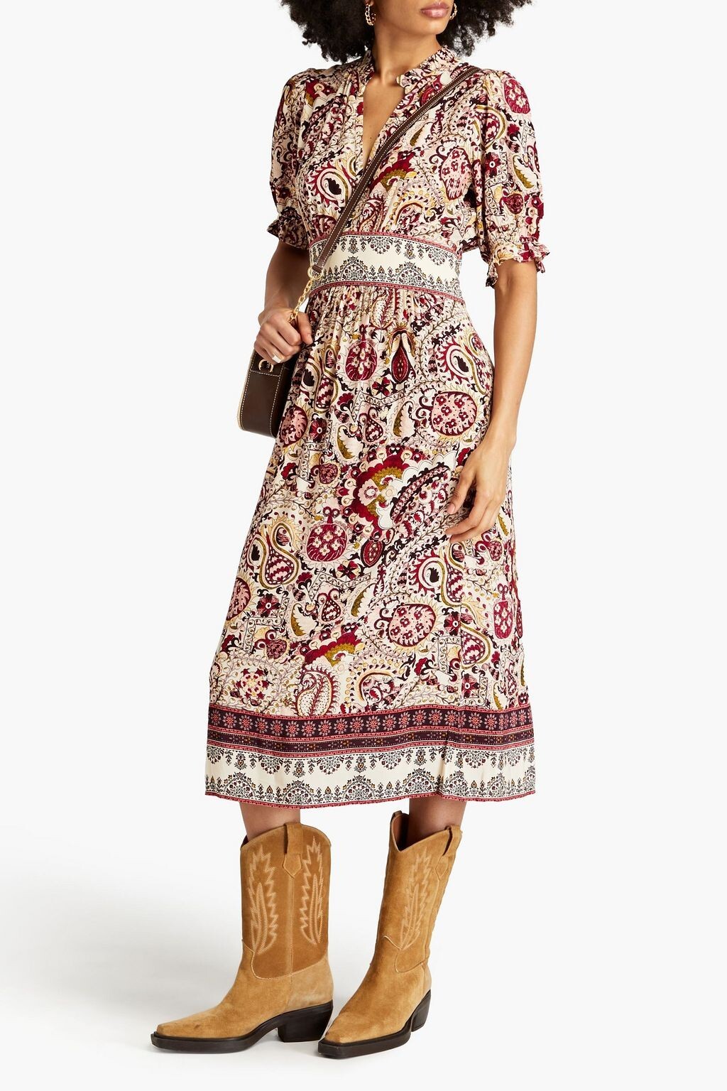 NWOT $375 Ba&sh Zael Paisley-print Crepe midi dress