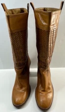 Cole Haan Womens Boots Size 7 Brown Leather Basketweave Knee High Lug Sole