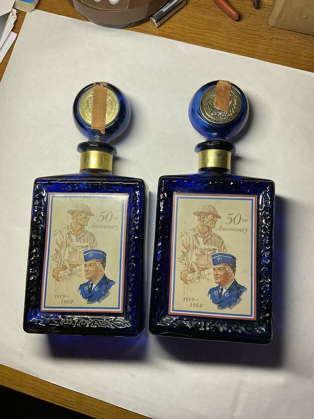 American Legion50th Anniversary1969Beam Liquor Decanters SET OF 2