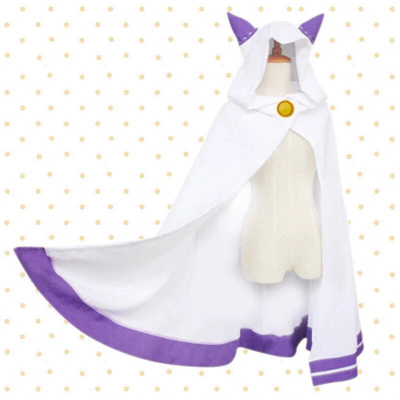 Anime Re:Zero Emilia Cosplay Capa con Capucha Orejas de Gato Capa Abrigo Uniforme Disfraz S-L Foto 3 de 4