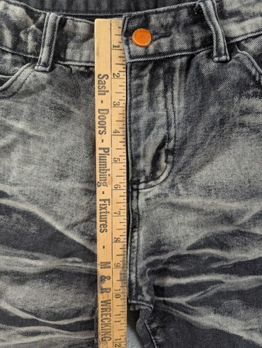 Mars Denim Jeans Mens Size 34x32 Grey Moto Laddered Whiskers Slim Straight Rake - Picture 5 of 13