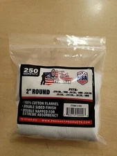 Pro-Shot Cleaning Patches Cotton 2" 250 Per Pack mpn 2-250,  .270-.375 cal NIP 