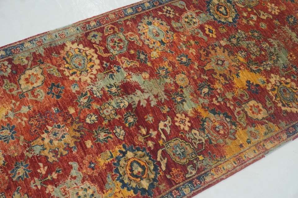 3 x 6 ft Red Bidjar Modern Oriental Afghan Hand Knotted Transitional Area Rug - Image 3 of 4