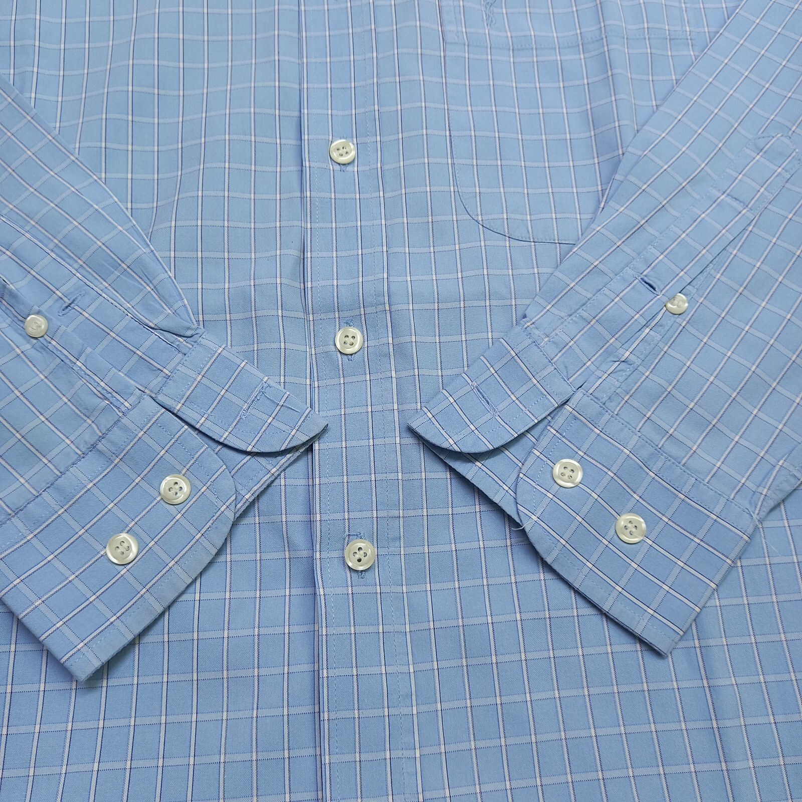 Camicia abito vintage Yves Saint Laurent uomo blu pallido a righe abbottonate taglia L