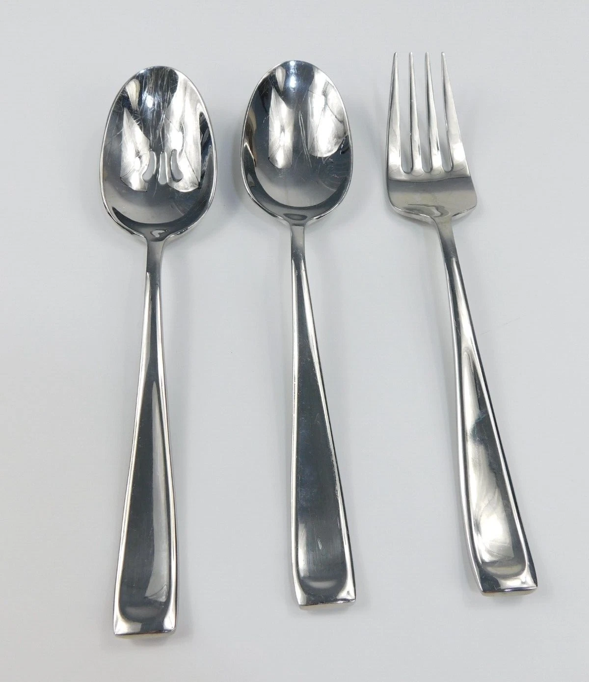 Oneida Moda Set of 3 Serving Spoons Fork Slotted Quality 18/10 Stainless