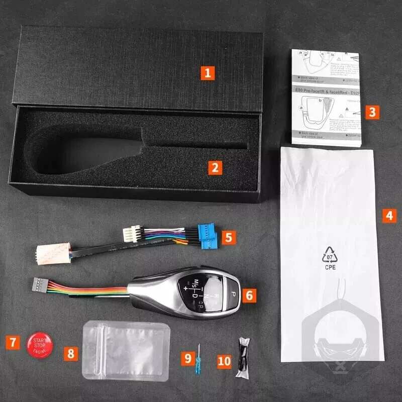 Palanca de cambios LED plateada para BMW E90 E92 E93 E81 E82 E84 E87 E88 Foto 4 de 4