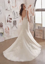 Blu Morilee Bridal 5509 Martha Wedding Dress Mermaid Fit Flare Illusion Sheer 
