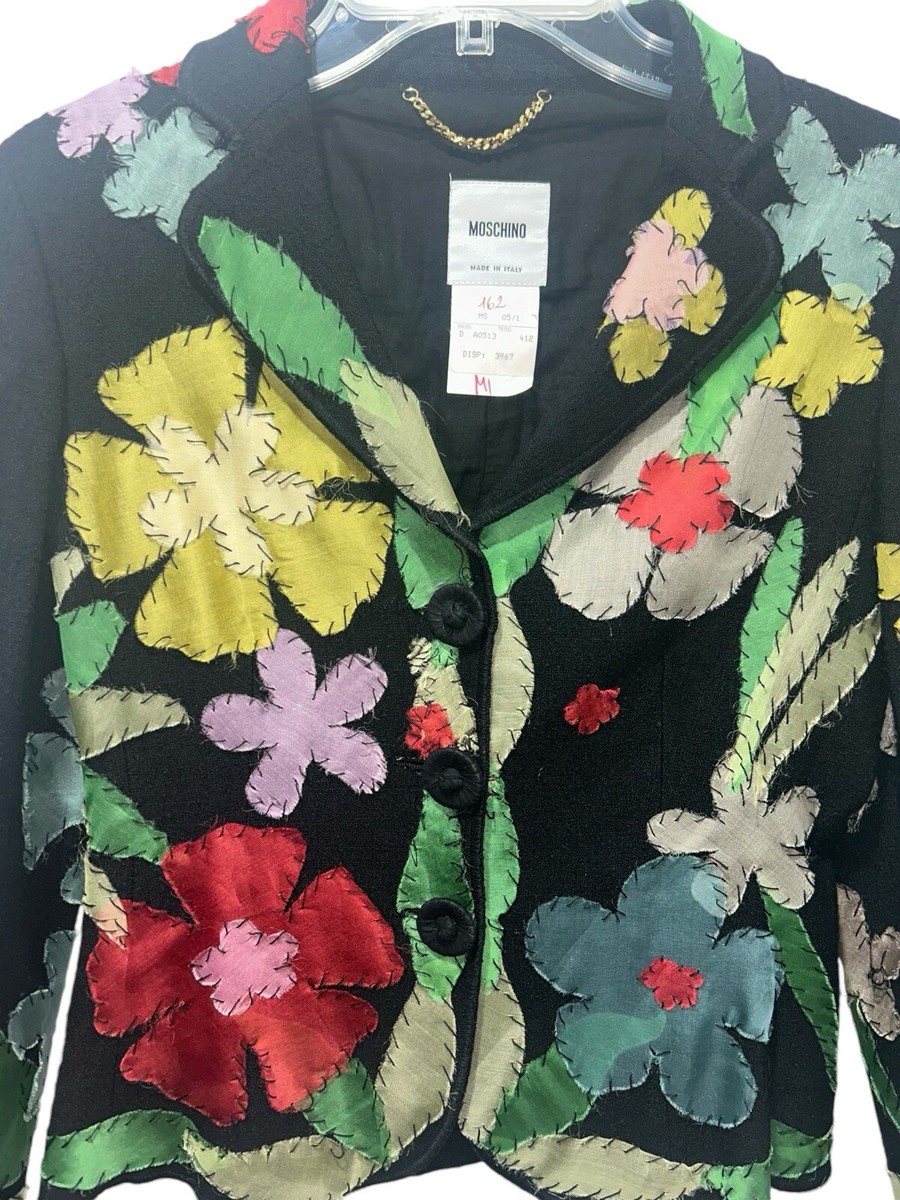 ジャケット MOSCHINO COUTURE Woman Jacket Multicolor 05245527 1003 Moschino Vintage Vintage Blazer Jacket Appliqué Floral