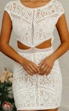 Women's Chicme White Cutout Lace Sleeveless Mini Dress Size Small