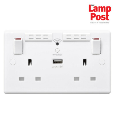 BG 822UWR Doppel-Doppelsteckdose mit USB-Ladegerät und WLAN Range Extender