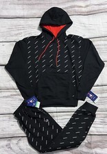 Champion Man 2pcs Set Hoodie Jogger Black AOP Color Size Medium C