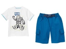 Gymboree Space Voyager White Robot Tee Shirt  Blue Cargo Shorts Set Boys 8 NWT
