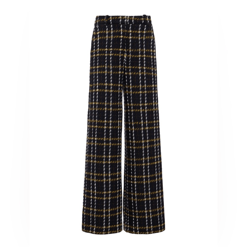 LAGENCE Pilar Wide Leg Satin Pant Plaid Tweed Print Trouser Size 2  display picture 1