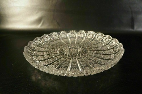 Vintage Bohemian Crystal Round Tray Hand Deep Cut Crystal. - Picture 2 of 3
