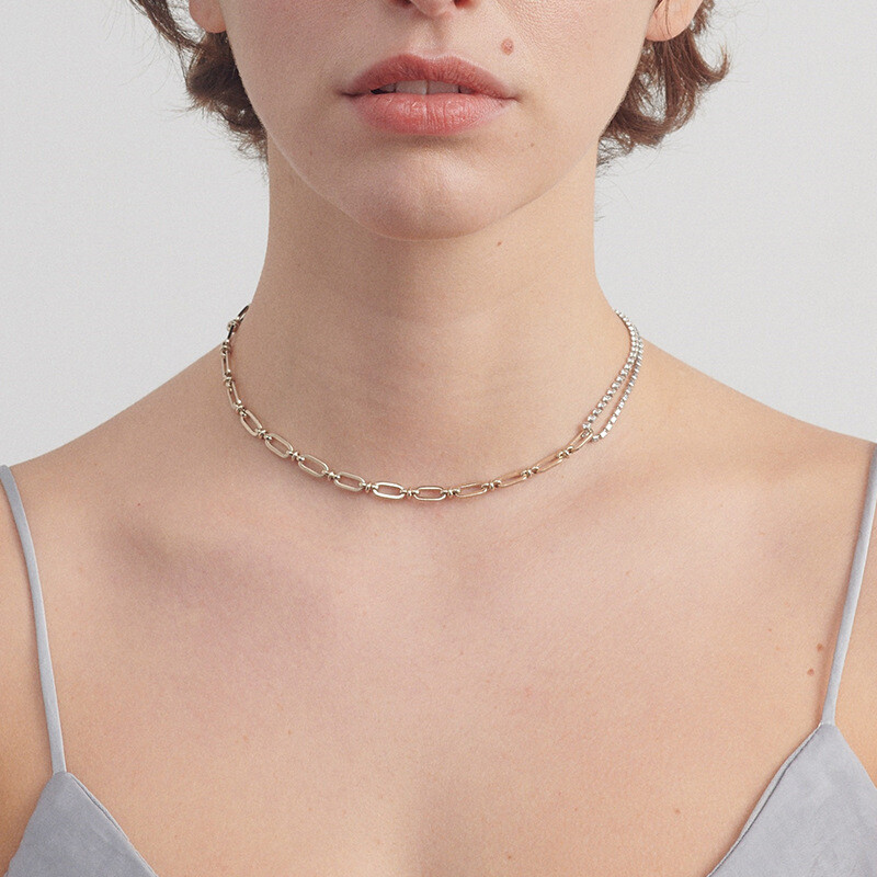 Justine Clenquet Design Rhinestone Necklace Women Tassel