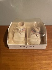 Vintage Mrs Day's Ideal Baby Shoes Size 3 White Cloth Lace Up Original Box