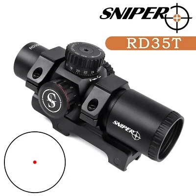 Sniper Compact Red Dot Sight Scope Style 35mm Tube Picatinny Mount + Flip UP Cap