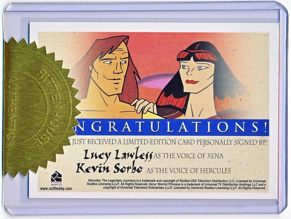 Xena & Hercules Animated Lucy Lawless & Kevin Sorbo Autograph Incentive #NNO - Image 2 of 2