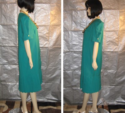 LESLIE FAY vintage emerald green retro 20's business dress with pleats  Petite M | eBay
