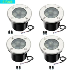4Pcs 5W 12V LED In-Ground Well Lights Outdoor Garden Yard Lawn Landscape Light