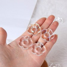 6pc Acrylic Transparent Flower Pendant,Resin Petal Charm,Acetate Sunflower Charm