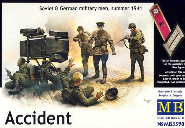 Mb Masterbox - Accident Soviet & German Military Men Unfall 1:35 Modell-Bausatz-image