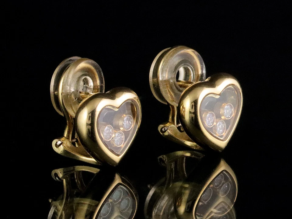 Chopard Happy Diamonds Herz Ohrstecker ca. 0,34ct 750/- Gelbgold - Bild 2 von 4